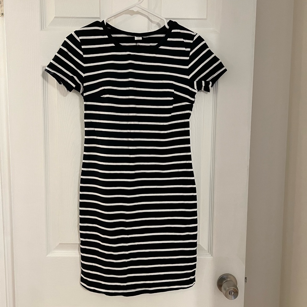 Old Navy Black & White Striped Dress | XS
